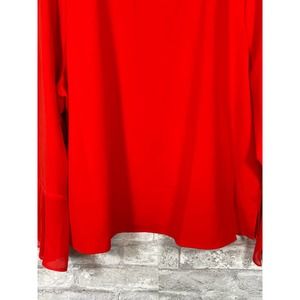 Vince Camuto Red Chiffon Flutter Satin Top Size Large